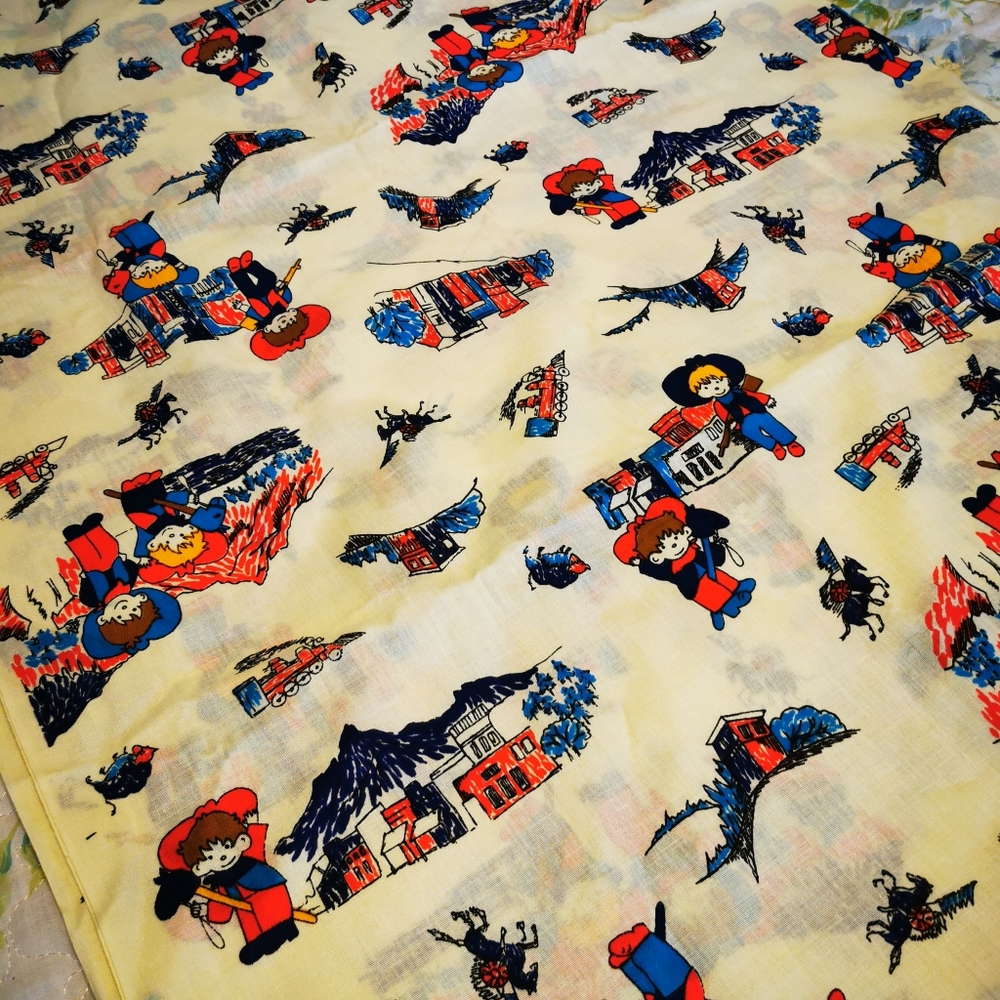 Vintage Unused Cotton Cowboy Fabric ~ 4 Metres